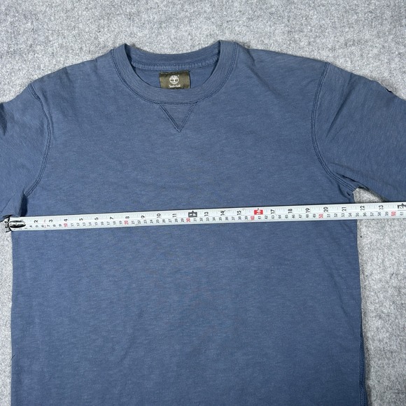 Timberland T Shirt Men's Size Large Blue Long Sleeve Blank Mini Logo Regular Fit - Picture 4 of 14